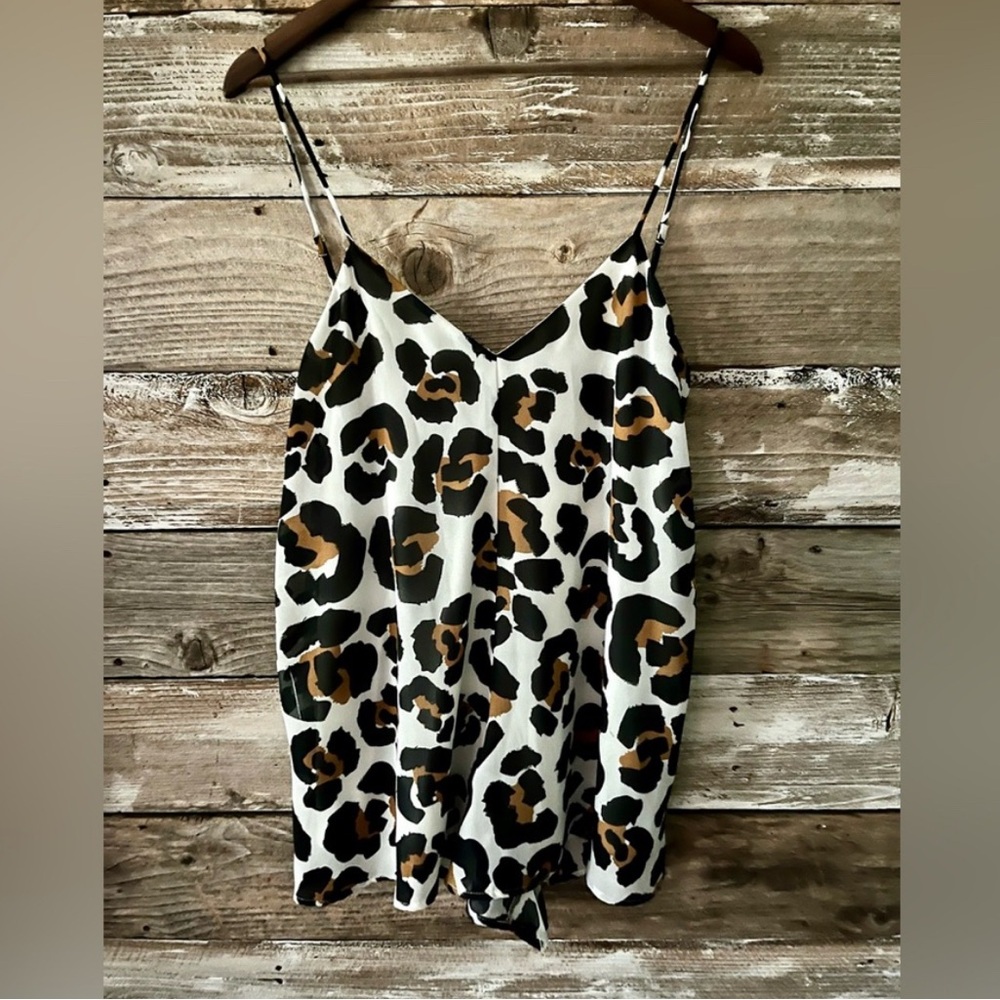 Show Me Your MuMu Leopard Print Tie-Front Romper in White, Black & Brown
